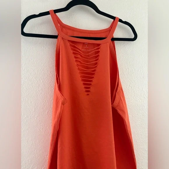 Torrid 2 Orange Slashed High Neckline Cotton Slub Knit Tank Top size 2X - Picture 2 of 5